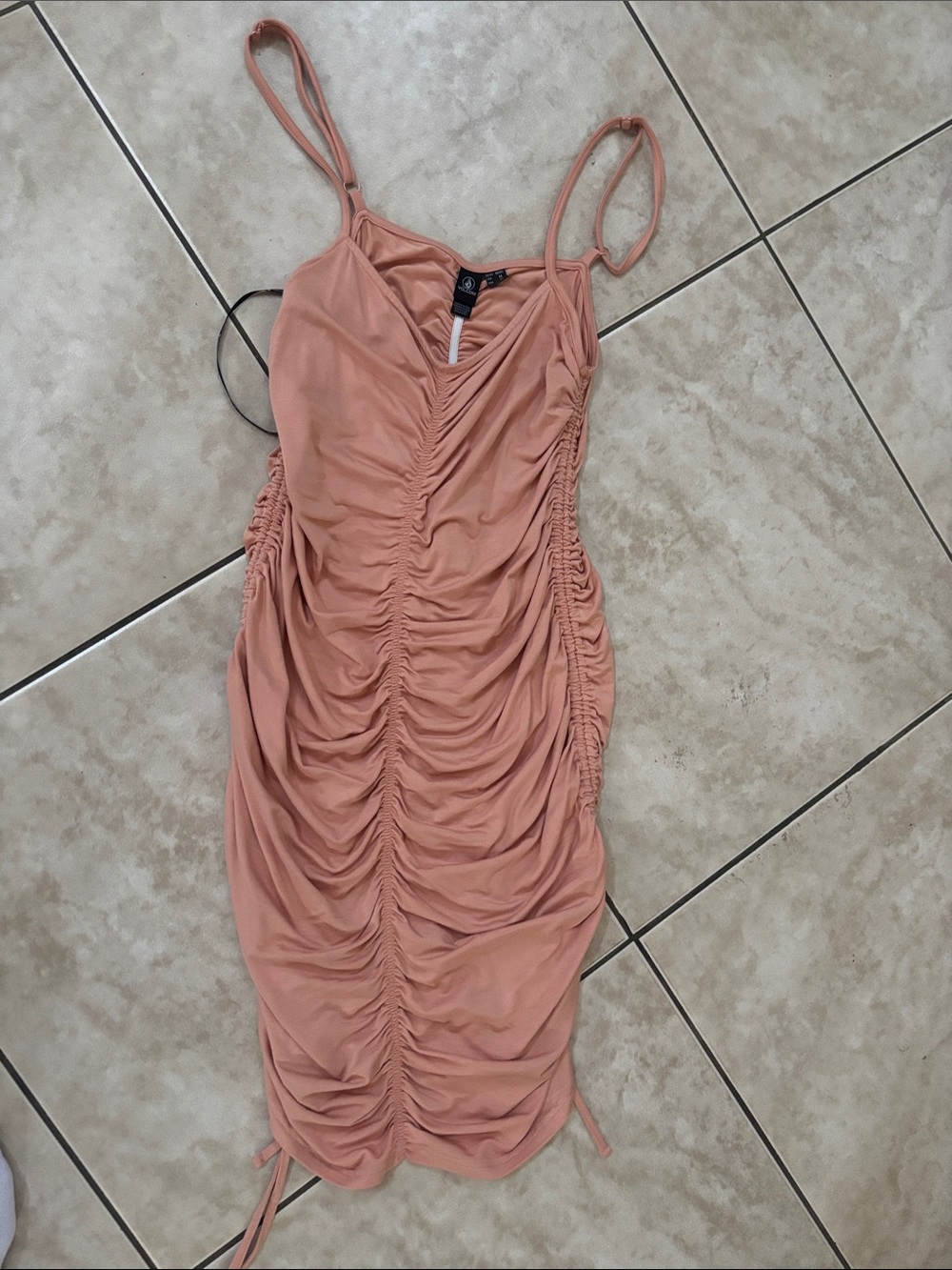 Ruched Bodycon Slip Dress - Dusty coral